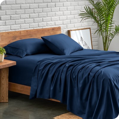 Split California King Dark Blue 5 Piece Ultra-soft Double Brushed Sheet ...