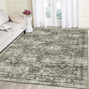 Area Rugs for Living Room Bedroom Vintage Distressed Rug Floral Print Accent Rug - 1 of 4