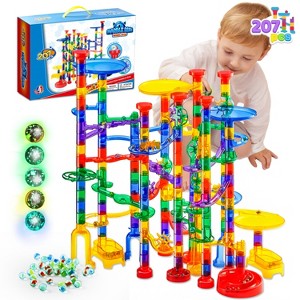Joyfy 207 Pcs Glowing Marble Run, Engineering & Building Blocks Toys with 5 Glow in The Dark Glass Marbles, Birthday Easter Gift for Boys & Girls - 1 of 4