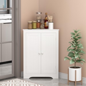 Racxily Narrow Floor Corner Cabinet - White Freestanding Storage Cabinet with Doors & , Versatile for Bathroom, Living Room, Kitchen - 1 of 4