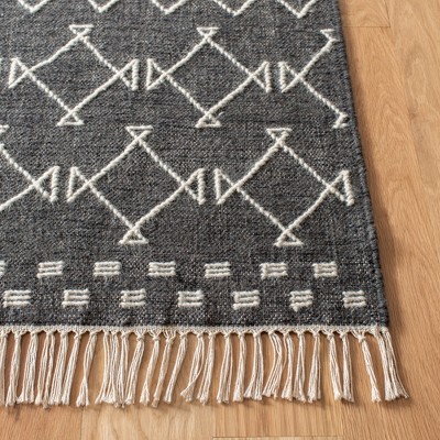 Charcoal and Ivory Wool Flat Woven 4' x 6' Area Rug