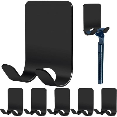 LunaLulinlk Multi-Purpose Self Adhesive Wall Hook, Stainless Steel Black, 3.74"W, (6 Pack)