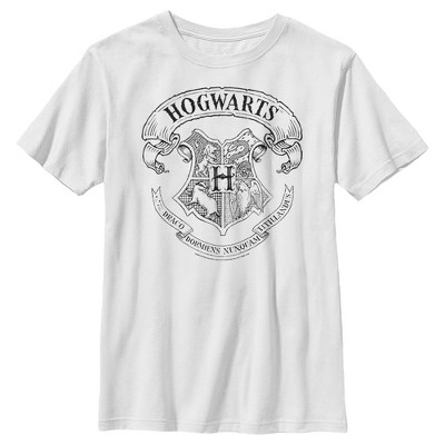 Boy's Harry Potter Hogwarts 4 House Crest T-shirt - White - Small : Target