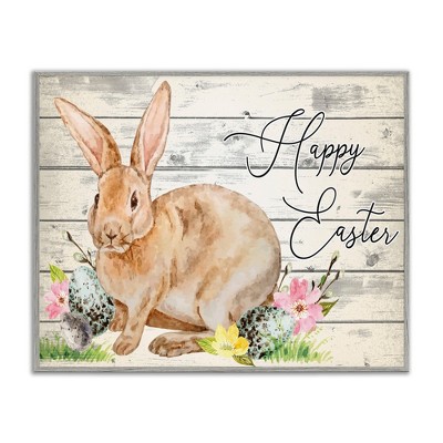 Stupell Industries Spring Floral Happy Easter Bunny, 30" x 24"