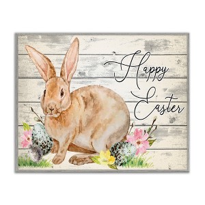 Stupell Industries Spring Floral Happy Easter Bunny, 30" x 24" - 1 of 4