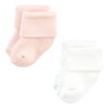 Hudson Baby Infant Girl Cotton Rich Newborn and Terry Socks, Solid Pink Neutral - 4 of 4