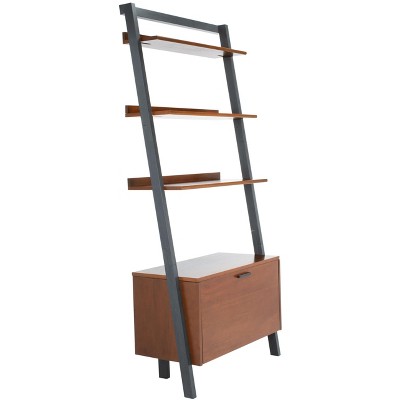 Honey Brown Charcoal 3-Tier 1-Door Storage Etagere