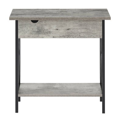 Tucson Flip Top End Table with Charging Station Faux Birch - Breighton Home