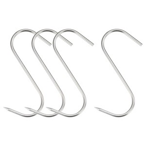 Unique Bargains Stainless Steel S-Shaped Utility Fish Beef Hanging Meat Hook 4 Pcs - 1 of 4