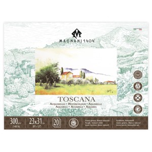 Magnani 1404 Toscana Rough 100% Cotton Watercolor Paper Block, 20 Sheets,  140 lb, Acid-Free, UV Resistant,  Vegan Sized Water Color Paper for - 1 of 4