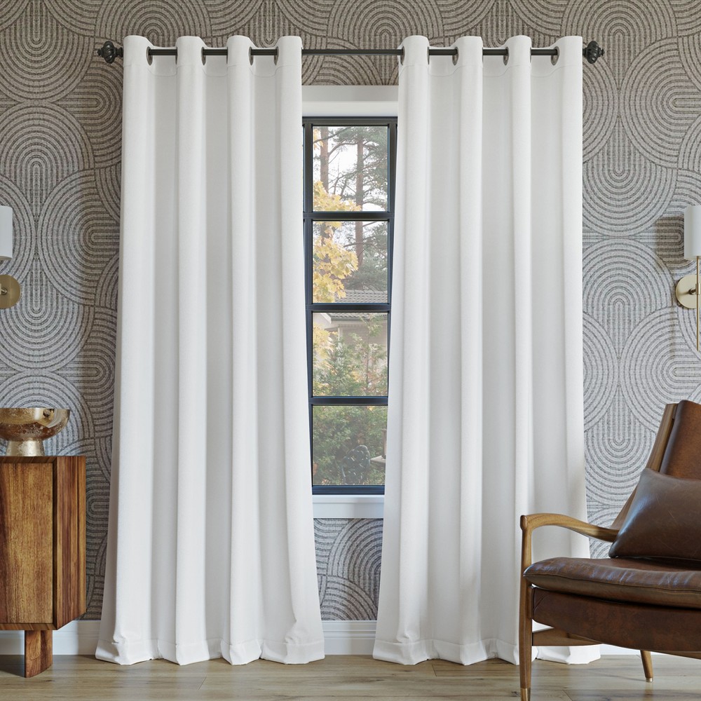 Photos - Curtain Rod / Track 52"x84" Sun Zero 100 Blackout Oslo Theater Grade Grommet Curtain Panel White: Modern Energy Efficient Indoor
