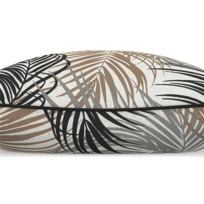Setra Stone 16.5" Black and Neutral Palm Frond Throw Pillows, Set of 2