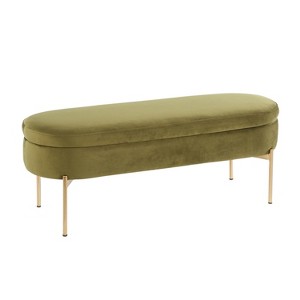 CAVINAS Polyester Storage Ottoman Bench with Nailhead Accents,Upholstered Storage Ottoman,Storage Benches for Living Room,Bedroom - 1 of 4
