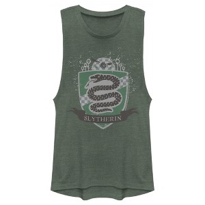Juniors Womens Harry Potter Slytherin House Shield Festival Muscle Tee - 1 of 4