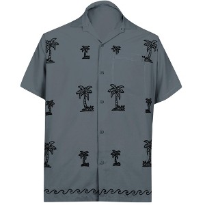 LA LEELA Men's Hawaiian Shirt Fashion Button Down Short Sleeves Holidays Aloha Party Casual Tops Summer Beaches Shirts for Mens - 1 of 4