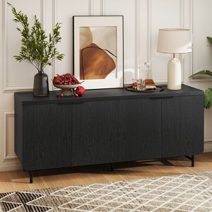 Bestier 70inch 4 Door TV Stand for TVs up to 75", Modern Tv Console Table with 2 Storage Cabinets & Adjustable Shelves For Living room - 1 of 4