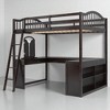 Full Size Loft Bed with U-Shaped Desk, Curved Headboard, Storage Drawers, Mirror, Wooden Frame, No Box Spring Needed - 3 of 4