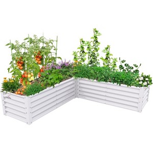 COWLOWN Gray Galvanized Steel Raised Garden Bed, Tall Corner Planter Box for Vegetables & Flowers, Rust-Proof, Easy Assembly - 1 of 4