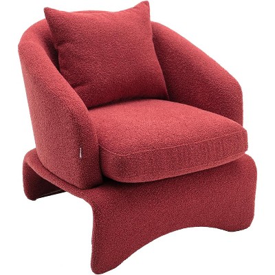 Modern Style Curved Back Leisure Chair, Metal Back, Comfortable Cushioned Leisure Chair, Suitable for Living Room, Bedroom, Office, Children's Room