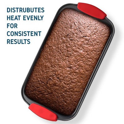 15-Piece Black Carbon Steel Bakeware Set with Red Silicone Handles