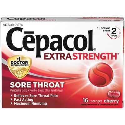 Cepacol Sore Throat Extra Strength Lozenges Cherry 16 Ct