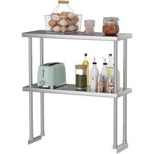 Acekool Stainless Steel Work Table with Backsplash & Wheels, Adjustable Under Shelf, 12x30/36/48in, for Kitchen, Restaurant, Laundry - 1 of 4