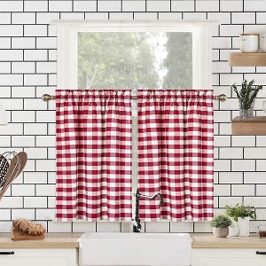 Buffalo Check Plaid Cotton Blend Kitchen Curtains - 1 of 4
