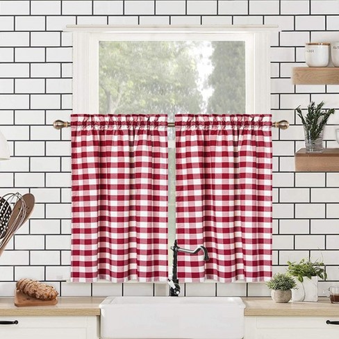 Trinity Buffalo Check Plaid Cotton Blend Kitchen Curtains : Target