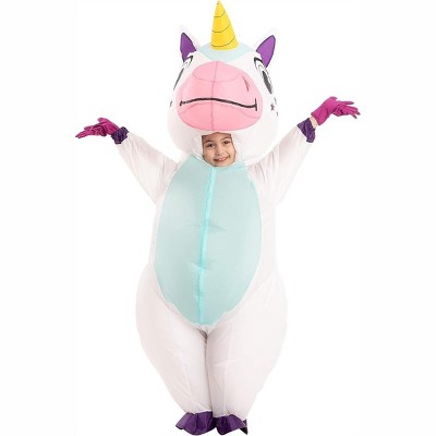 Joyfy Kids Halloween Inflatable Costume, White Unicorn Full Body Blow Up Costume for Role Play Dress up Party, S