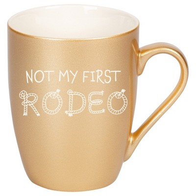 100 North Rope Design 10 Ounce Vegas Gold Metallic Finish, Comfortably Fits Your Hands, New Bone China Coffee Tea Cup Mug, Not My First Rodeo