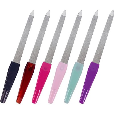 6ct Stainless Steel Nail Files, Metal Sapphire Grit — Reusable & Washable Fingernail Files