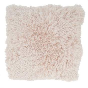 18"x18" Classic Down-Filled with Faux Fur Design Square Throw Pillow Natural - Saro Lifestyle