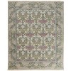 Ivory Gray and Pink Wool Floral Hand Knotted Area Rug - 4 of 4