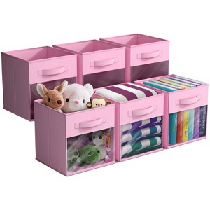 Sorbus 11 Inch 6 Pack Collapsible Fabric Storage Bins with Clear Window - for Organizing Clothes, Toys, Books, Shelves, Closets & more - 1 of 4