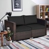 Tangkula 4PCS Rattan Corner Sofa Set Patio Outdoor Furniture Set w/ Black Cushions - 4 of 4