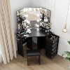 Makeup Vanity With Lighted Mirror,Corner Vanity Table With 5 Rotating Drawers - 2 of 4