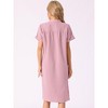 cheibear Women's Cotton Soft Short Sleeve V Neck Long Nightgown Loungewear - 3 of 4