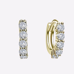 Guili 14K Gold Plated Hoop Earrings with Sparkling Cubic Zirconia, Modern and Sophisticated Design, Available in Silver and Gold for Any Occasion - 1 of 4