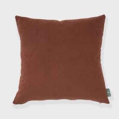 18"x18" Solid Ribbed Textured Square Throw Pillow Brown - freshmint