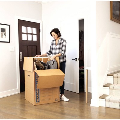Eco-Friendly Kraft Corrugated Wardrobe Moving Box with Hanging Bar, 24.4"x40.2"