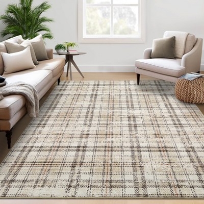 Modern Plaid Living Room Area Rug