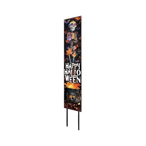 HomeRoots 42" Black And Orange Solid Wood Skeleton Happy Halloween Garden Stake - 1 of 4