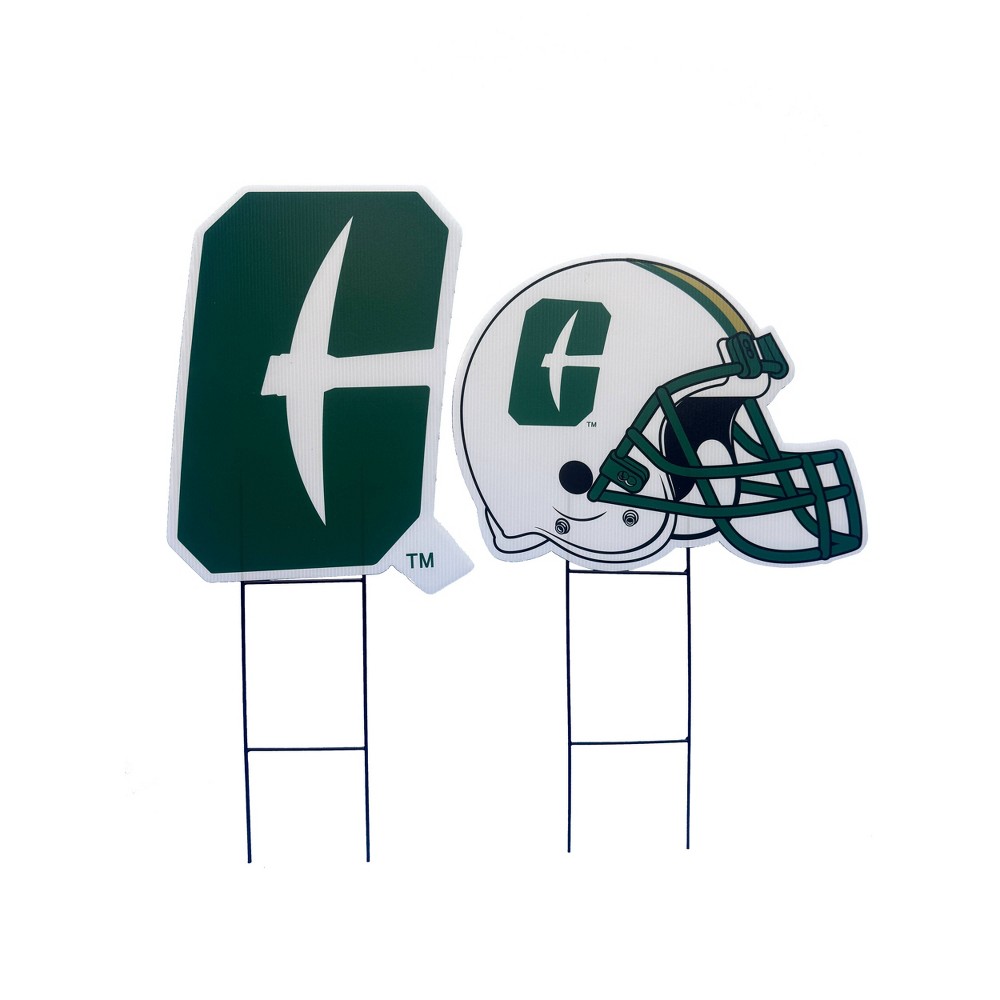 NCAA Charlotte 49ers Logo and Helmet 2pk Yard Sign Set