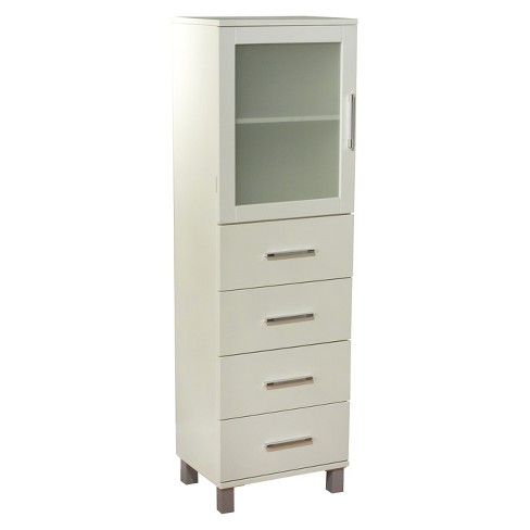 frosted pane 4 drawer linen cabinet white - tms : target