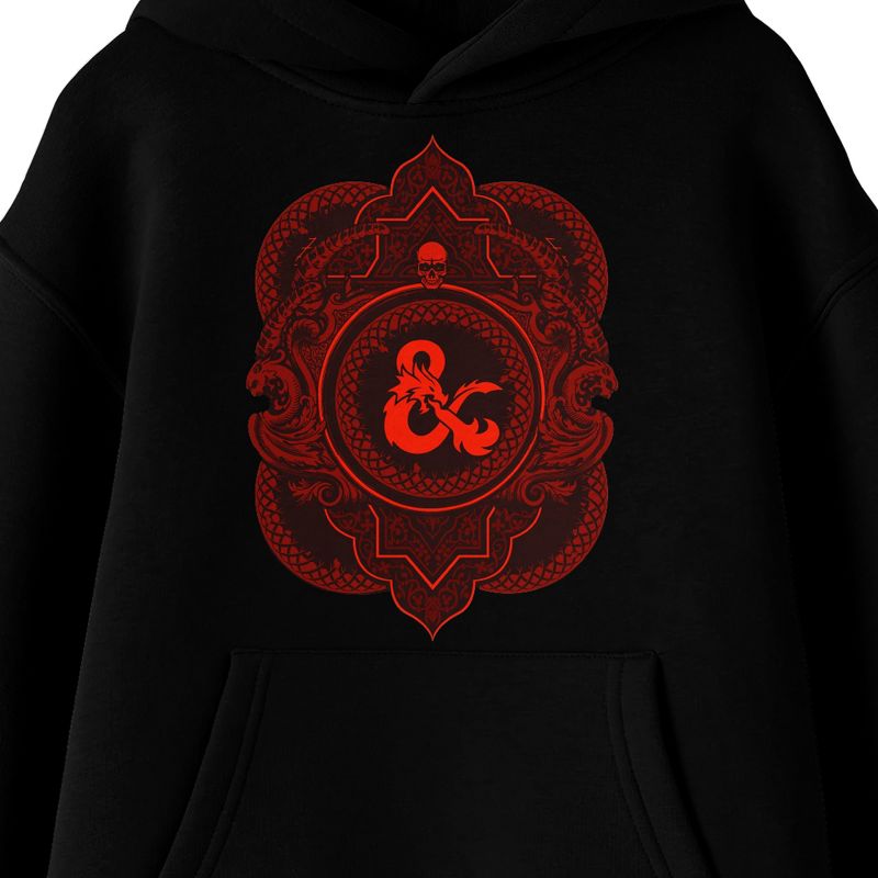Dungeons & Dragons Red Ampersand Logo Long Sleeve Black Unisesx Youth Hooded Sweatshirt, 2 of 4
