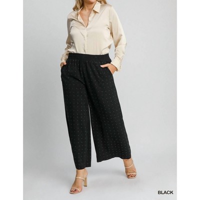 Women's High Waist Pull On Wide Leg Pant Plus - umgee