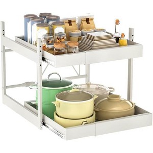 COZONY 2-Tier Pull Out Cabinet Organizer with Adjustable Shelves, Smooth Glide Storage Solution for Kitchen Bathroom Laundry Office - 1 of 4