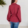 Anna-Kaci Women's Button-Up Shirt with Belted Waist and Utility Pockets for Everyday Looks - 2 of 4