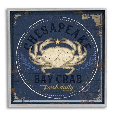 Stupell Industries Vintage Chesapeake Bay Crab Sign Nautical Marine Life