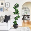 Fiddle Leaf Fig Artificial Tree with White Planter,5ft Faux Plants Indoor with Moss, Fake Rubber Tall Fake Floor Plant in Pot - 4 of 4